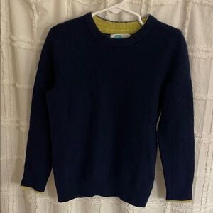 Mini Boden Navy Crewneck Sweater with Lime Trim